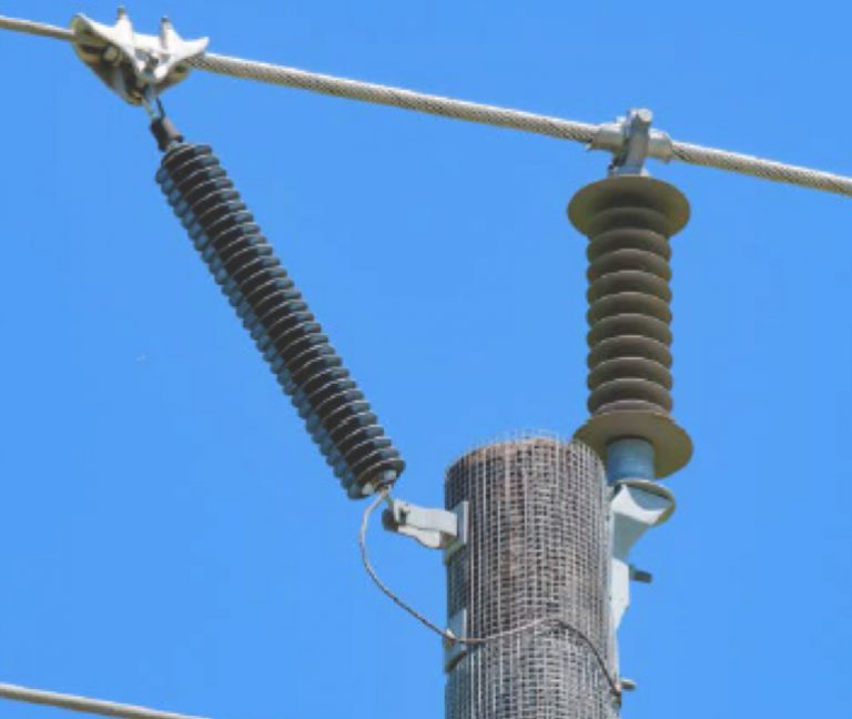 69-kV-line-top-phase-arrester-installation